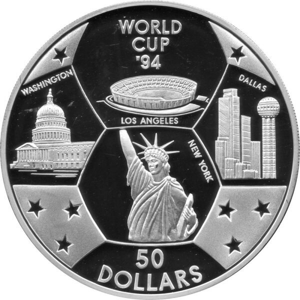 Niue 50 Dollars 1994 - XV. Fußball WM 1994 in USA - 5 oz Silber PP