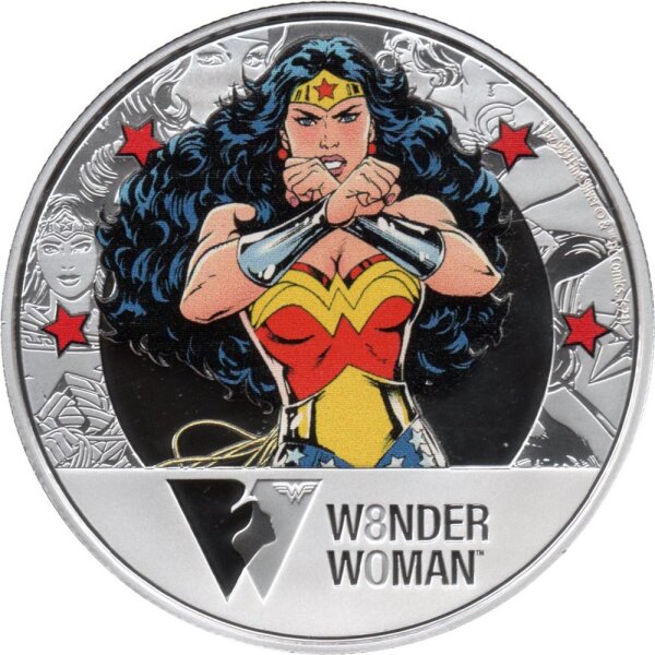 Niue 2 Dollars 2021 - DC Comics "Wonder Woman" - 1 oz Silber PP teilcoloriert