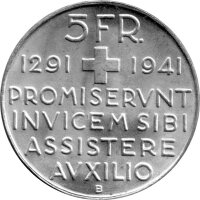 Schweiz 5 Franken 1941 - 650 Jahre Eidgenossenschaft - Silber