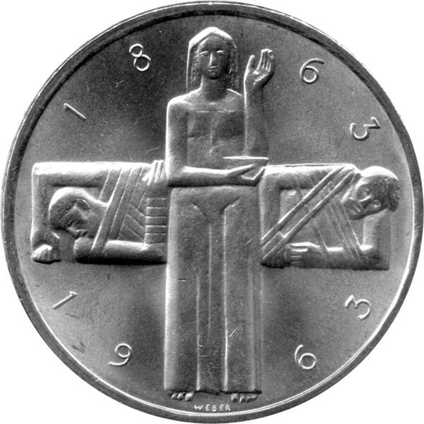 Schweiz 5 Franken 1963 - 100 Jahre Rotes Kreuz - Silber