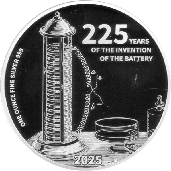 Seychellen 10 Rupees 2025 - 225 Jahre Erfindung der Batterie - 1 oz Silber PP