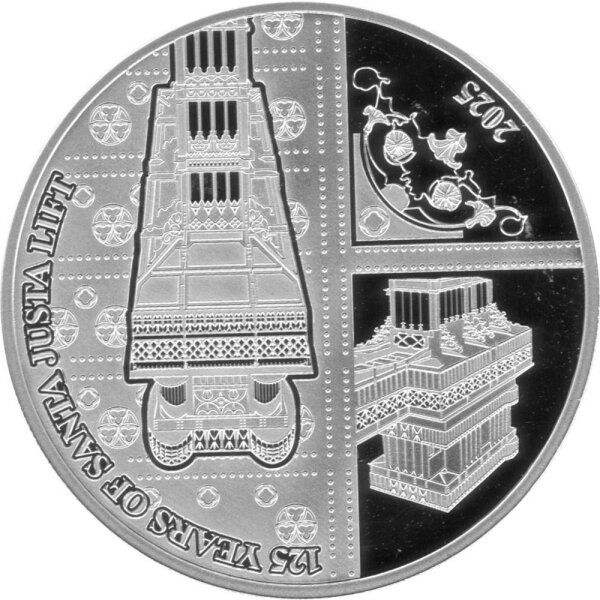 Barbados 5 Dollar 2025 - 125 Jahre Santa Justa Aufzug in Lissabon - 1 oz Silber PP