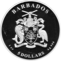 Barbados 5 Dollar 2025 - 125 Jahre Santa Justa Aufzug in Lissabon - 1 oz Silber PP