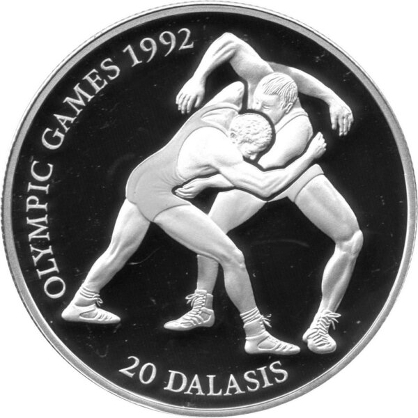 Gambia 20 Dalasis 1993 - XXV. Olympische Sommerspiele 1992 in Barcelona "Ringen" - Silber PP