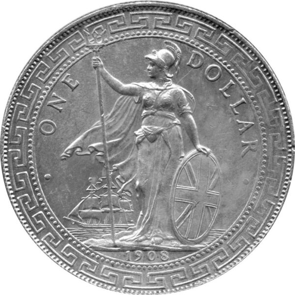 Britisch Indien 1 Dollar 1908 Edward VII. - Handelsdollar - Silber
