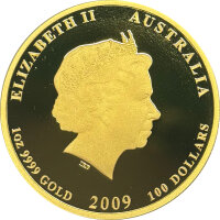 Australien Lunar II 2009 Jahr des Ochsen 1 oz Gold - Polierte Platte