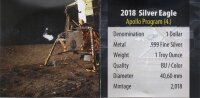 USA American Eagle 2018 - 1 oz Silber 4. Ausgabe - 60 Jahre NASA