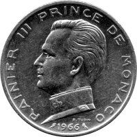 Monaco 5 Francs 1966 - Fürst Rainier III. - Silber
