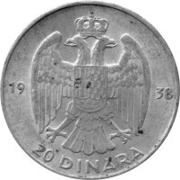 Jugoslawien 20 Dinar 1938 - König Peter II. - Silber ss