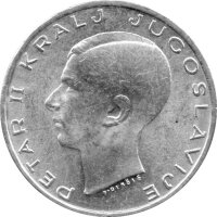 Jugoslawien 20 Dinar 1938 - König Peter II. - Silber vz