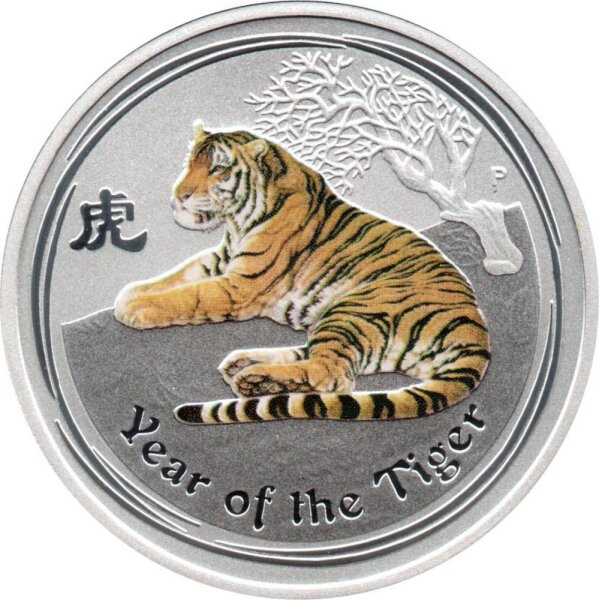 Australien Lunar II 2010 Jahr des Tigers 1/2 oz Silber - Coloriert