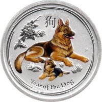 Australien Lunar II 2018 Jahr des Hundes 1/4 oz Silber Coloriert