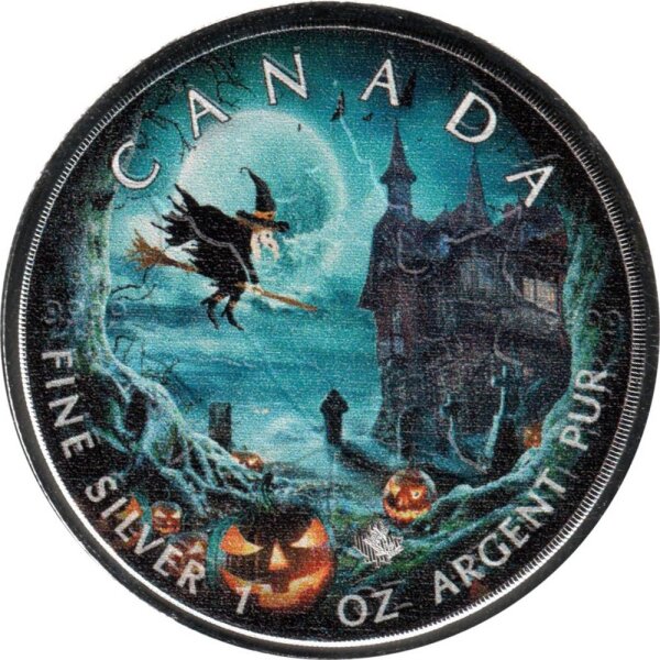 Kanada Maple Leaf 2019 - Happy Halloween 1 oz Silber coloriert