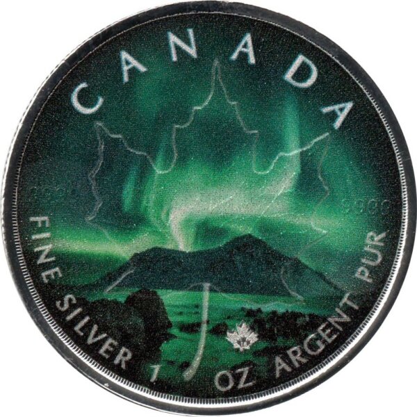 Kanada Maple Leaf 2018 - Northern Lights "Northwest Territories" 1 oz Silber coloriert
