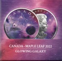 Kanada Maple Leaf 2022 - Glowing Galaxy 1 oz Silber coloriert