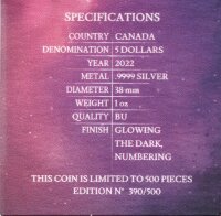 Kanada Maple Leaf 2022 - Glowing Galaxy 1 oz Silber coloriert