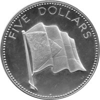 Bahamas 5 Dollars 1974 - Flagge - Silber PP