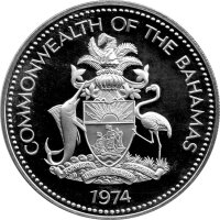 Bahamas 5 Dollars 1974 - Flagge - Silber PP
