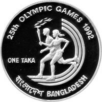 Bangladesch 1 Taka 1992 - XXV. Olympische Sommerspiele 1992 in Barcelona "Fackellauf" - Silber PP