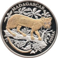 Liberia 10 Dollars 2005 - Madagaskar-Fossa - Silber PP teilvergoldet