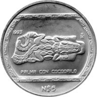 Mexiko 5 Pesos 1993 - Palma Con Cocodrilo - 1 oz Silber