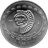 Mexiko 2 Pesos 1998 - Disco De La Muerte - 1/2 oz Silber