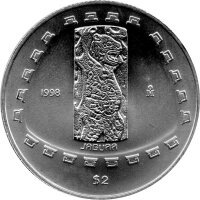 Mexiko 2 Pesos 1998 - Jaguar - 1/2 oz Silber