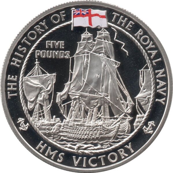 Jersey 5 Pounds 2004 - Geschichte der Royal Navy "HMS Victory" - Silber PP