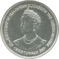 Tuvalu 10 Dollar 1980 - 80. Geburtstag von Königin Mutter - Silber