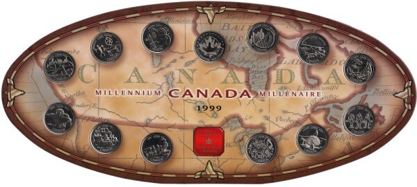 Kanada Set 12 x 25 Cents 1999 - Die Geschichte Kanadas im zweiten Jahrtausend - Nickel