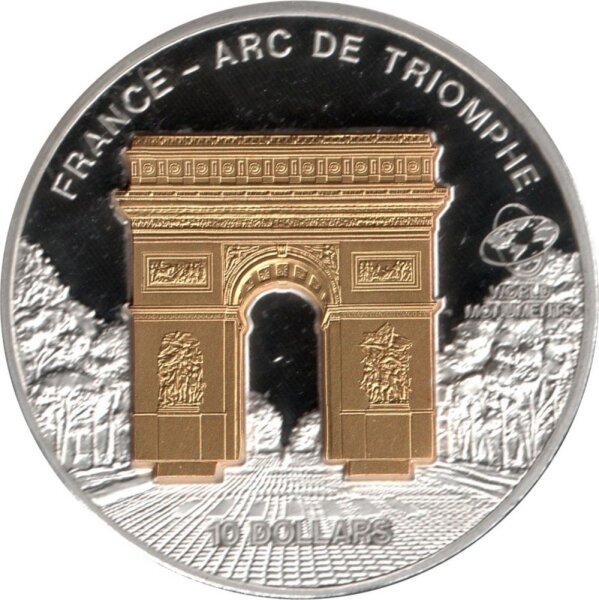 Cook Islands 10 Dollars 2009 - Weltdenkmäler "Arc de Triomphe" - Silber PP Skulpturmünze teilvergoldet