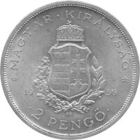 Ungarn 2 Pengö 1936 - 50. Todestag von Franz Liszt - Silber