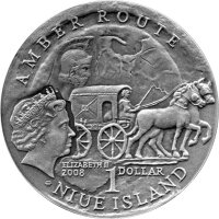 Niue 1 Dollar 2008 - Die Bernsteinstraße "Danzig" - Silber Antik Finish mit Bernstein