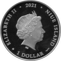 Niue 1 Dollar 2021 - Pets and Music Style "Romance" - Silber PP coloriert