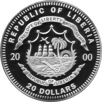 Liberia 20 Dollars 2000 - XXVII. Olympische Sommerspiele 2000 in Sidney "Baseball" - Silber PP