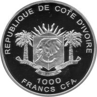 Elfenbeinküste 1.000 Francs 2007 - XVIII. Fußball WM 2006 in Deutschland - Silber PP