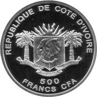 Elfenbeinküste 500 Francs 2008 - Antike Weltwunder "Koloss von Rhodos" - Silber PP