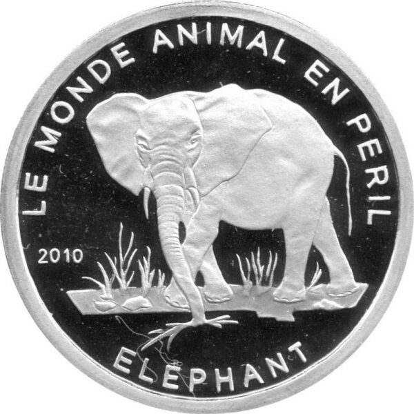 Elfenbeinküste 500 Francs 2010 - Bedrohte Tierwelt "Elefant" - Silber PP