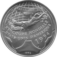 Benin 500 Francs 1992 - XV. Fußball WM 1994 in den...
