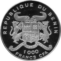 Benin 1.000 Francs 1996 - XVI. Fußball WM 1998 in Frankreich - Silber PP teilcoloriert