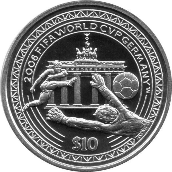 Sierra Leone 10 Dollars 2006 - XVIII. Fußball WM 2006 in Deutschland - Silber PP
