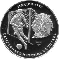 Kuba 10 Pesos 2002 - Fußball WM 1970 in Mexiko -...
