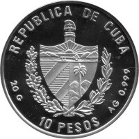 Kuba 10 Pesos 2002 - Fußball WM 1970 in Mexiko - Silber PP