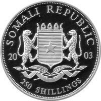 Somalia 250 Shillings 2003 - XIV. Fußball WM 1990 in Italien - Silber PP