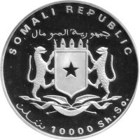 Somalia 10.000 Shillings 1998 - XVI. Fußball WM 1998 in Frankreich - Silber PP