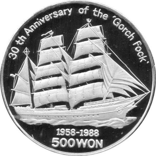 Nordkorea 500 Won 1988 - 30 Jahre Gorch Fock - Silber PP