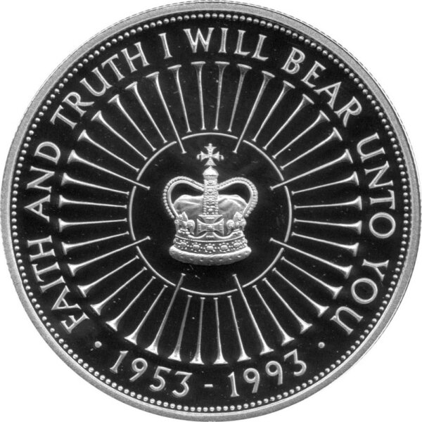 UK 5 Pfund 1993 - 40. Jahrestag der Krönung von Elisabeth II. - Silber PP