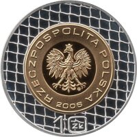 Polen 10 Zlotych 2006 - XVIII. Fußball WM 2006 in Deutschland - Silber PP vergoldetes Zentrum