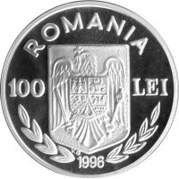 Rumänien 100 Lei 1996 - XXVI. Olympische Sommerspiele 1996 in Atlante "Schwimmen" - Silber PP