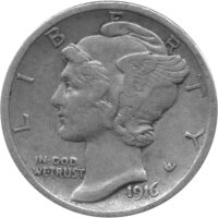 USA 10 Cent 1916 - Mercury Dime - Silber